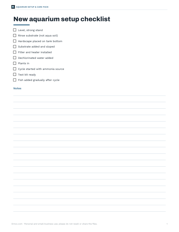 Preview of Printable Aquarium Setup Checklist